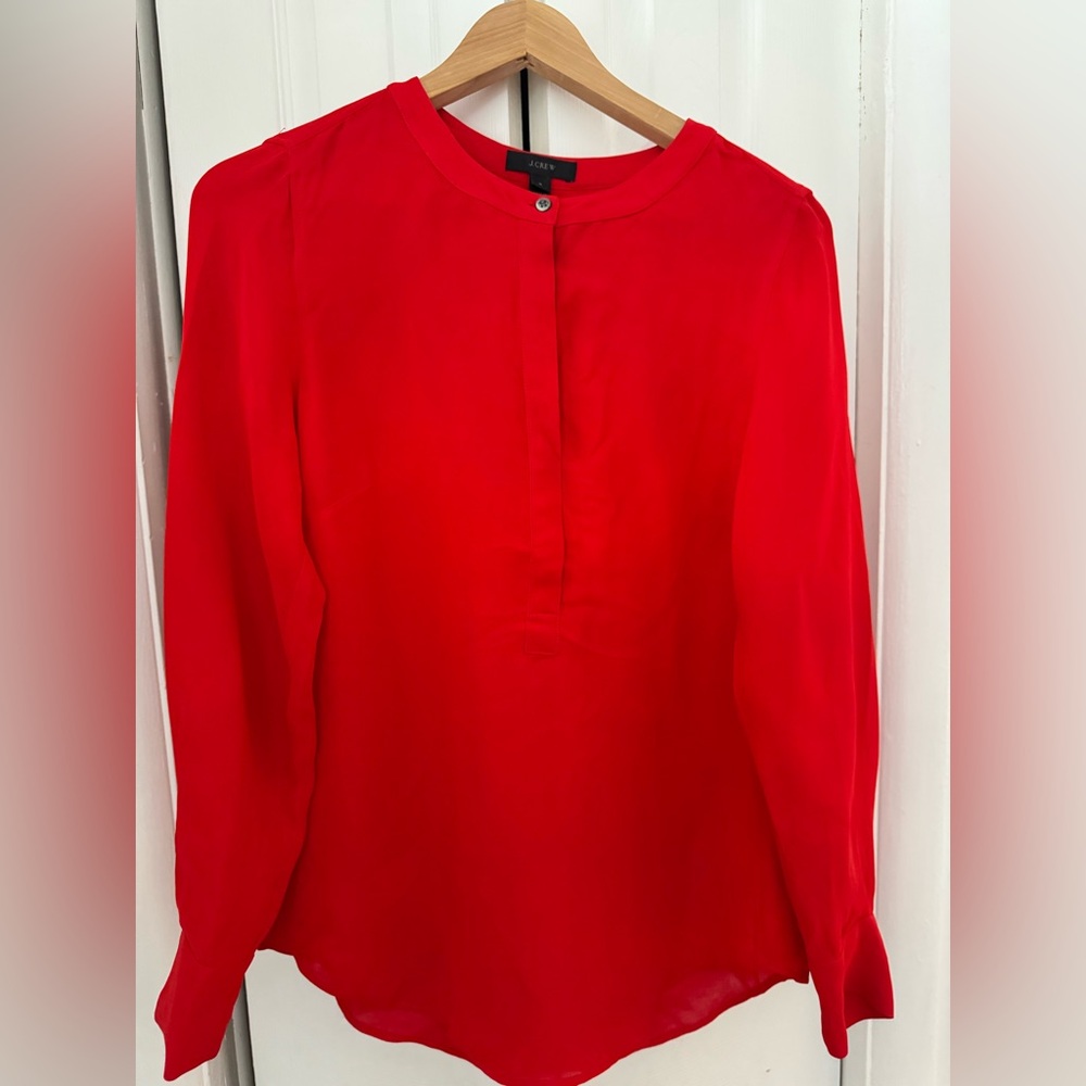 Jcrew red long sleeve blouse